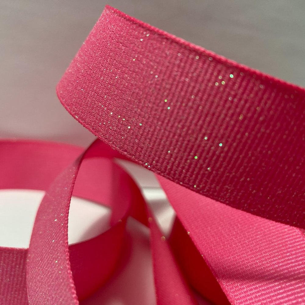 10 Rolls Pink Ribbed Glitter Ribbon 7/8" - Picture 6 of 15